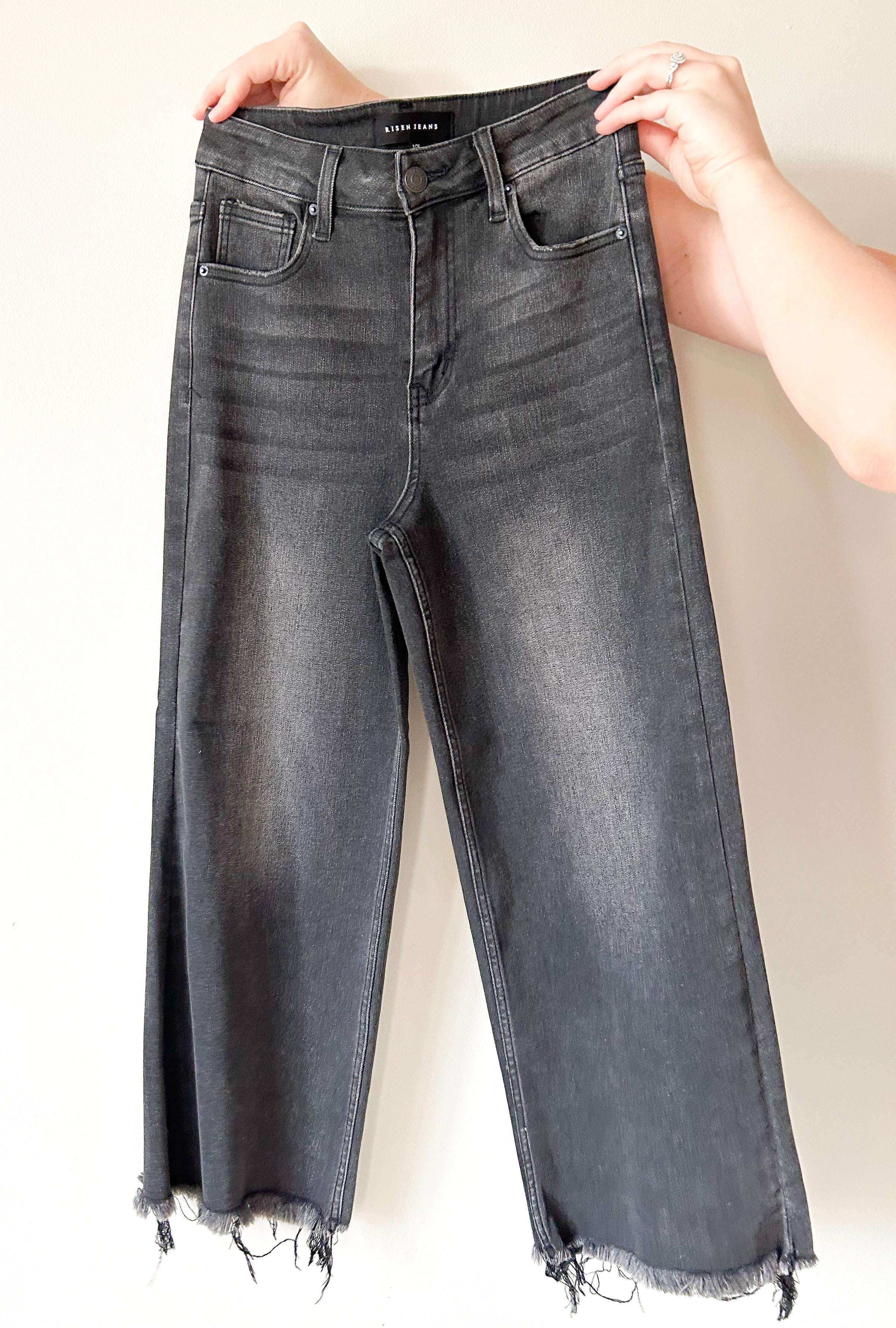 Frayed ankle black on sale jeans